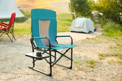 Camping Directors Chair, Heavy Duty, Oversized Portable Folding Chair with Side Table, Pocket for Beach, Fishing,Trip,Picnic,Lawn Blue