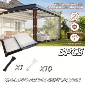 Patio transparent tarp, three sizes, with nylon rope and multiple cable ties, reinforced version, thick durable anti-friction, suitable for farmh (size: 157.48IN*78.74IN-3PCS)