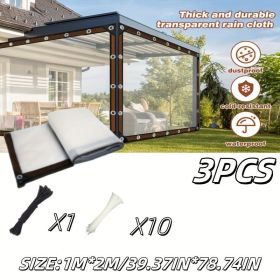 Patio transparent tarp, three sizes, with nylon rope and multiple cable ties, reinforced version, thick durable anti-friction, suitable for farmh (size: 78.74IN*39.37IN-3PCS)