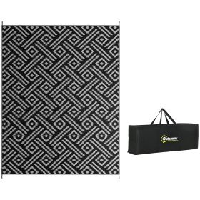Outsunny Reversible Outdoor Rug, 9' x 12' Waterproof Plastic Straw Floor Mat, Portable RV Camping Carpet with Carry Bag, Large Floor Mat for Back (Color: as Pic)